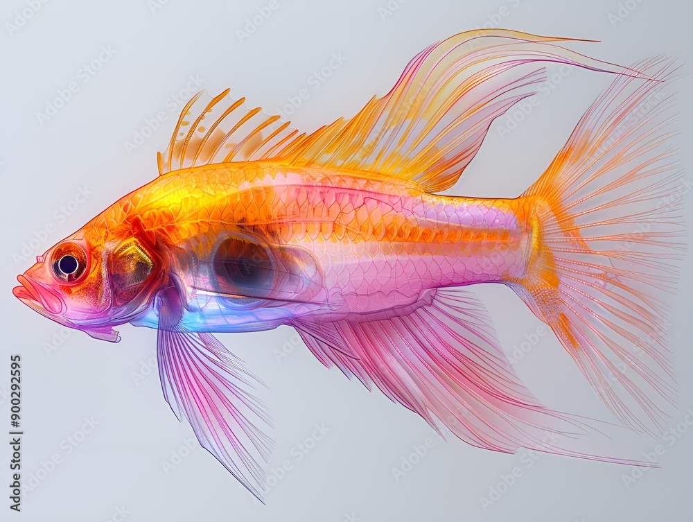 Fototapeta premium a colorful fish with pink and orange fins.