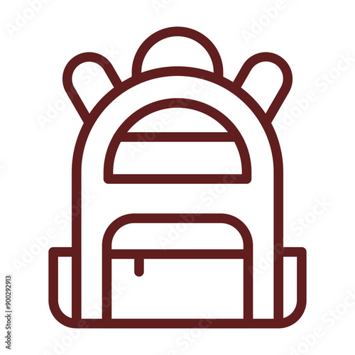 Bagpack Vector Line Maroon Design