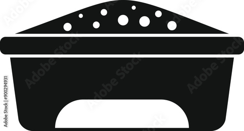 Cat litter box being filled with new fresh sand, ready to be used by a pet