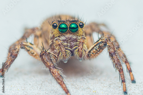 Jumping spider on cement floor.