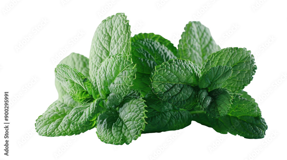 Fresh Mint Leaves Clustering Together Under Bright Lighting in a Minimalist Setting Fresh Mint Leaves Clustering Together Under Bright Lighting in a Minimalist Setting