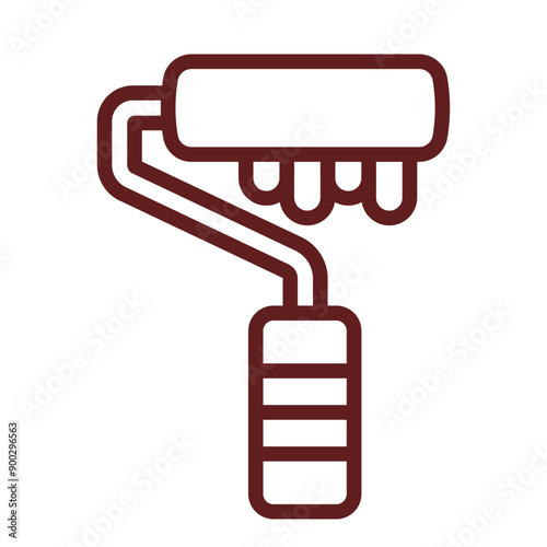 Paint Roller Vector Line Maroon Design