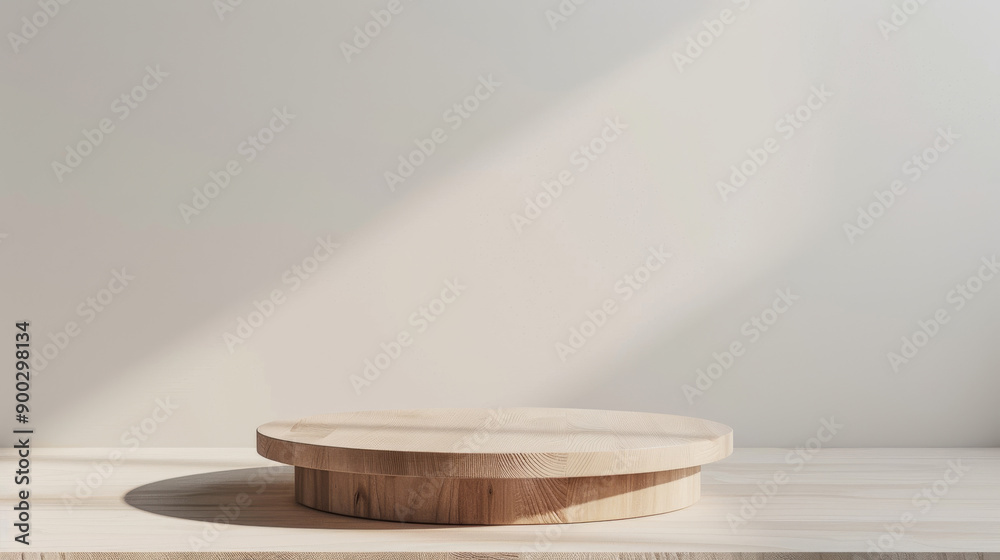 Minimalist wooden platform with sunlight on a white background. Ideal for product display and photography. Natural simplicity and elegance. Minimalist wooden platform with sunlight on a white background. Ideal for product display and photography. Natural simplicity and elegance.