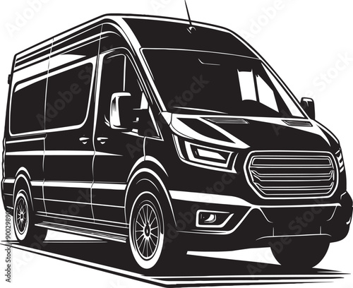 Modern Cargo Van silhouette flat vector illustration isolated on a white background