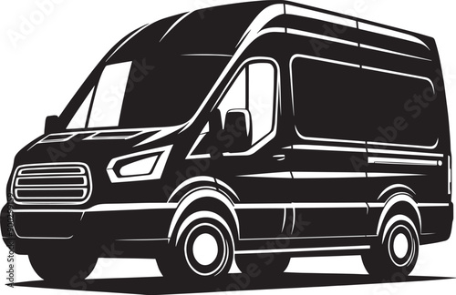 Modern Cargo Van silhouette flat vector illustration isolated on a white background