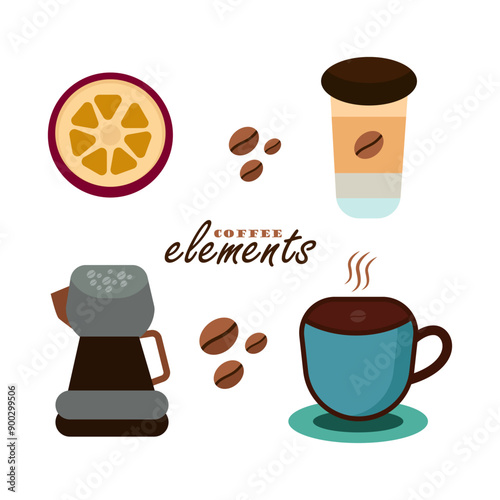 Coffee cup and beans clipart collection