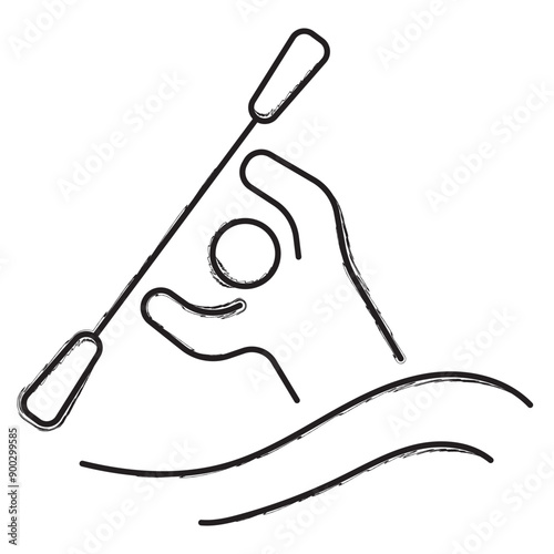 canoe brush strokes on a white background. Vector illustration.