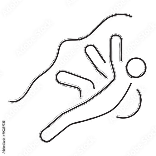 mountaineering brush strokes on a white background. Vector illustration.