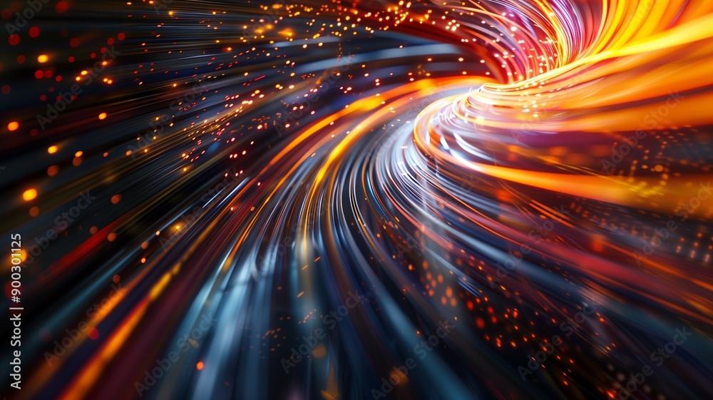 Fototapeta premium Futuristic abstract background with glowing light trails and vibrant energetic wave patterns