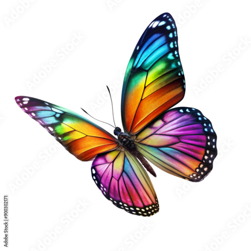 Colors of rainbow Pattern of multicolored butterflies