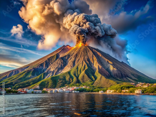 volcano in the clouds, landscape, mount, sky, fuji, nature, eruption, clouds, snow, costa rica, japan, island, travel, peak, lake, smoke, volcanic