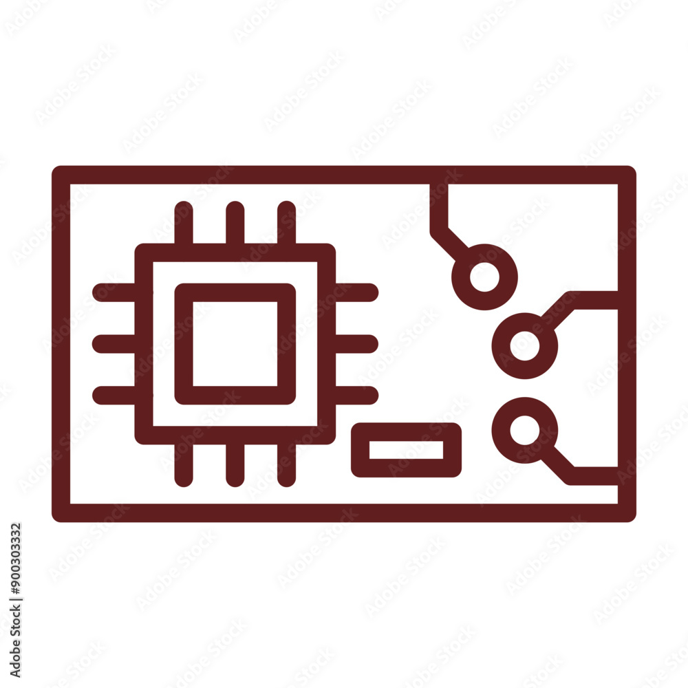 Circuit board Vector Line Maroon Icon Design Circuit board Vector Line Maroon Icon Design