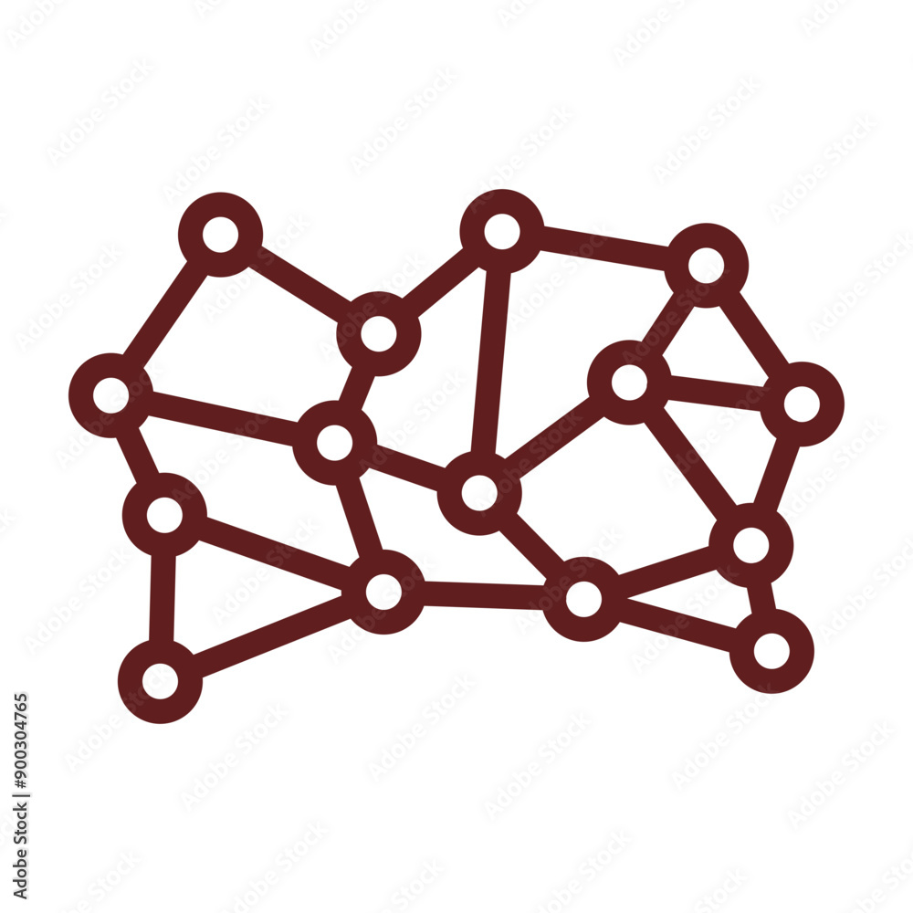 Connecting Dots Vector Line Maroon Icon Design Connecting Dots Vector Line Maroon Icon Design