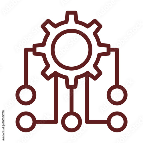 Integration Vector Line Maroon Icon Design