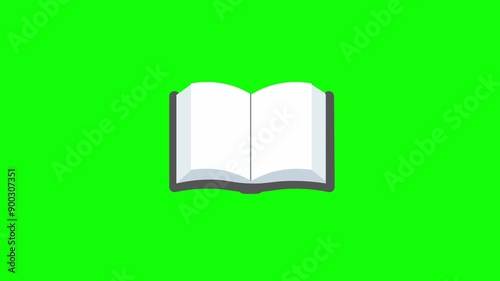 An open book flipping on green screen animation (Chroma key)