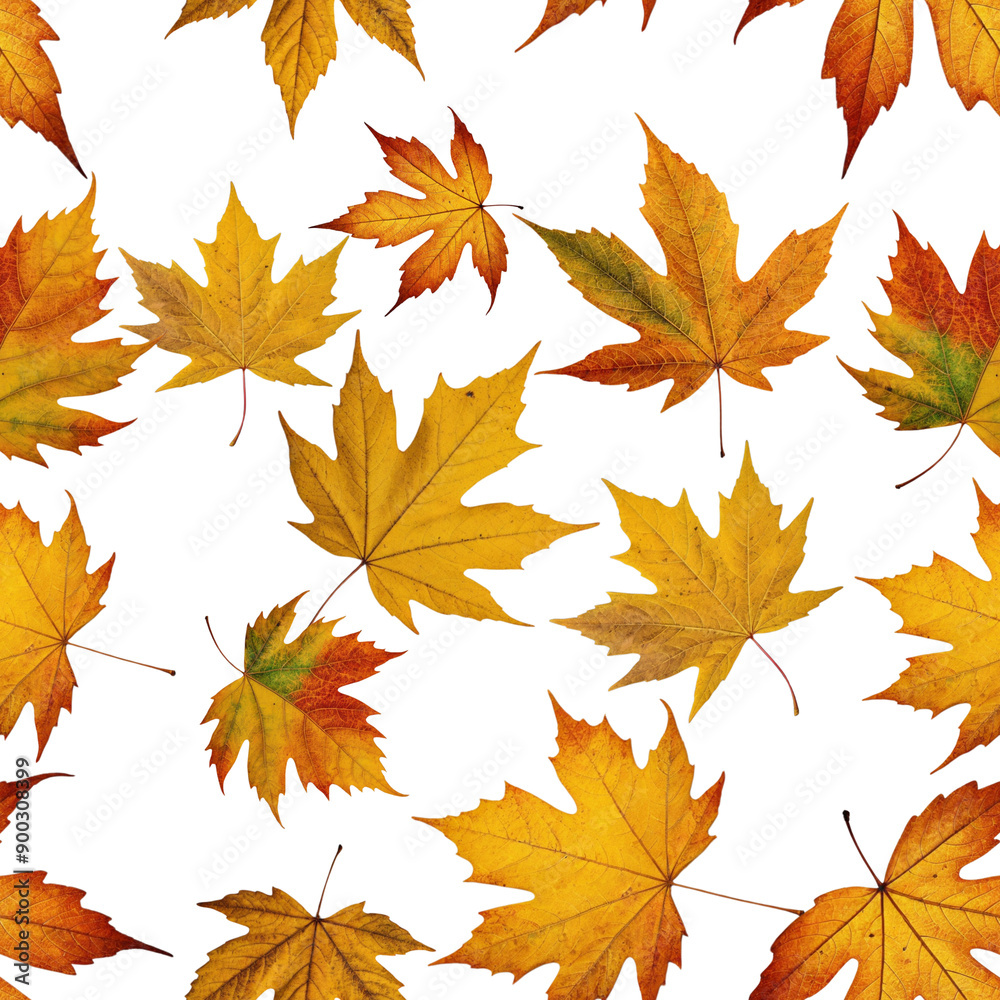 Realistic Maple autumn leave seamless pattern on transprent background Realistic Maple autumn leave seamless pattern on transprent background