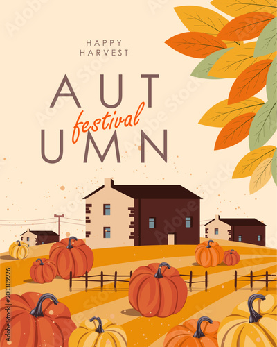 Autumn harvest background, poster, banner