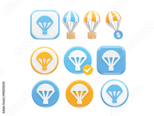 Parachute icon illustration vector rendering