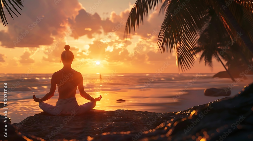 Hyper-realistic shot of a peaceful yoga session, golden hour light, beach setting, Hyper-realistic shot of a peaceful yoga session, golden hour light, beach setting,
