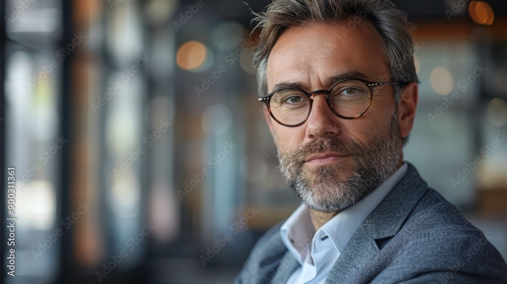 A thoughtful man with glasses, showcasing a confident expression in an elegant indoor setting, perfect for business themes. A thoughtful man with glasses, showcasing a confident expression in an elegant indoor setting, perfect for business themes.