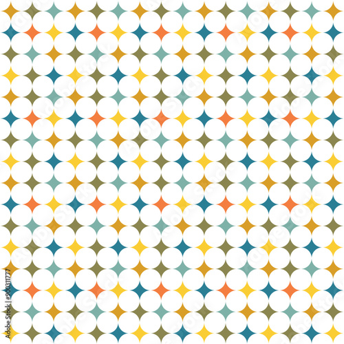 Retro seamless pattern with stars and on white background
