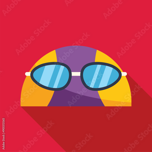 Swimming cap and goggles representing swimming pool, summer vacation and water sports