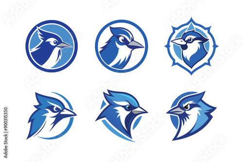 Logo of blue jay bird, labeled vector art design illustration. photo