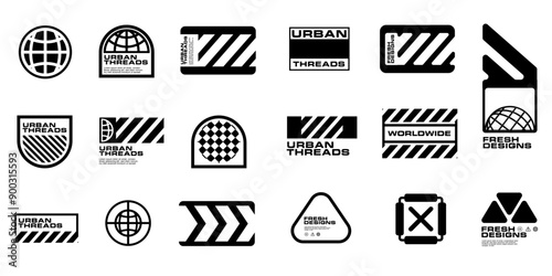 Futuristic streetwear cyberpunk interface element technology graphic vector design template