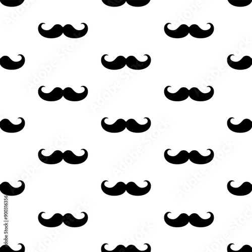 Black mustache on white background. Vector seamless pattern. Best for textile, wallpapers, wrapping paper, package and your design.