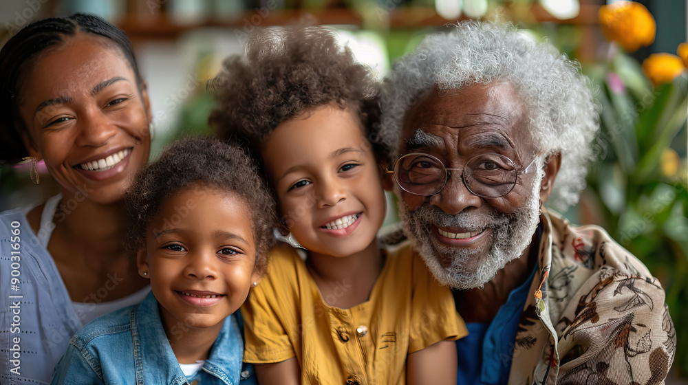 close up multiracial grandfather with his family, smiling and engaging in activities together for national grandparents day. close up multiracial grandfather with his family, smiling and engaging in activities together for national grandparents day.
