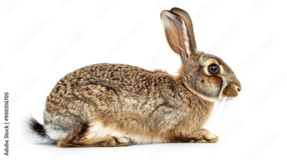 Fototapeta premium hare or brown rabbit isolated on white background