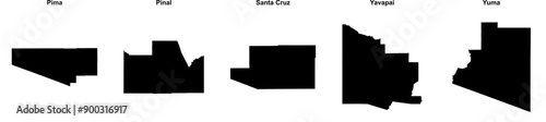 Pima, Pinal, Santa Cruz, Yavapai, Yuma outline maps