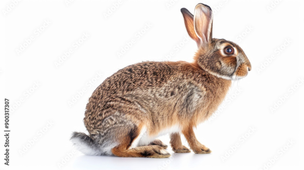 Obraz premium hare or brown rabbit isolated on white background