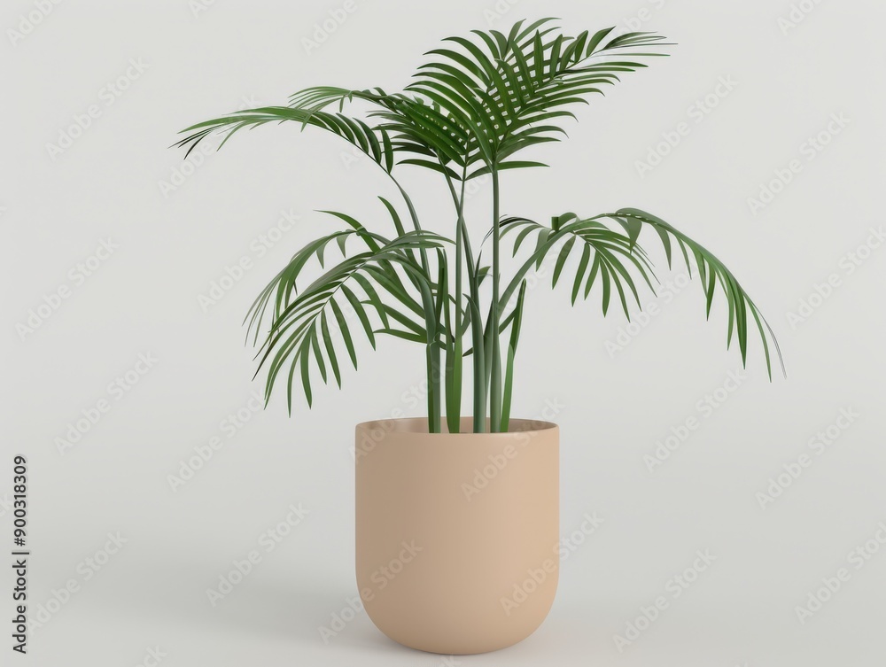 Indoor Potted Tropical Plant in Minimalist Beige Pot Indoor Potted Tropical Plant in Minimalist Beige Pot