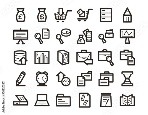 business finance company Line Icon Set Free Vector. editable