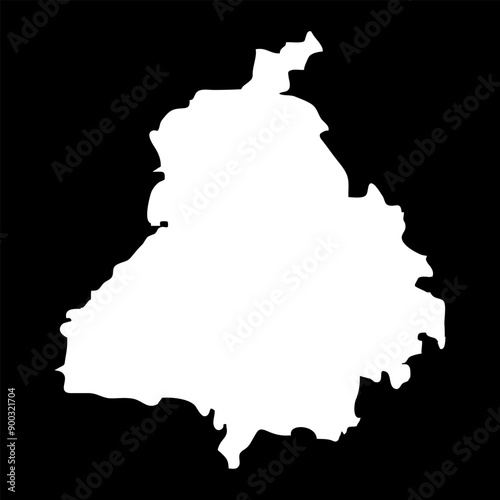 Punjab state map, administrative division of India. Vector illustration.