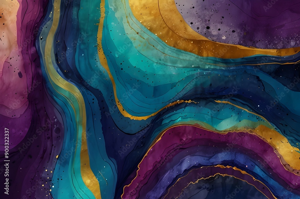Modern colorful curved background, blue, purple wave, bright neon colors, golden paths, trendy alcohol ink texture, creative hand drawn art illustration, layered art, clean wallpaper for prin Generati Modern colorful curved background, blue, purple wave, bright neon colors, golden paths, trendy alcohol ink texture, creative hand drawn art illustration, layered art, clean wallpaper for prin Generati