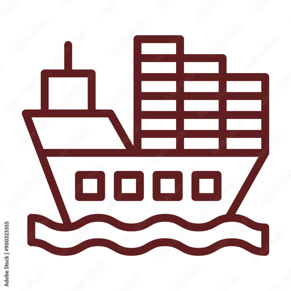 Fototapeta premium Shipping Vector Line Maroon Icon Design