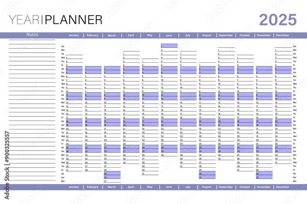The annual planner for 2025 the design of the calendar layout is ready