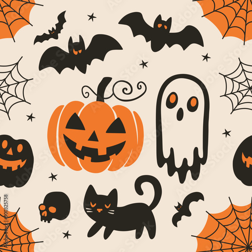 A spooky yet charming Halloween-themed illustration