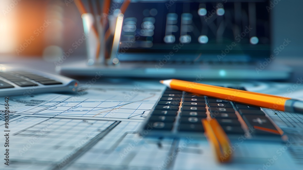 3D Render of Precise Measurements in Flat Design with Complementary Color Scheme 3D Render of Precise Measurements in Flat Design with Complementary Color Scheme