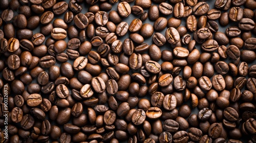 Overhead view of backdrop representing halves of dark brown coffee beans with pleasant scent