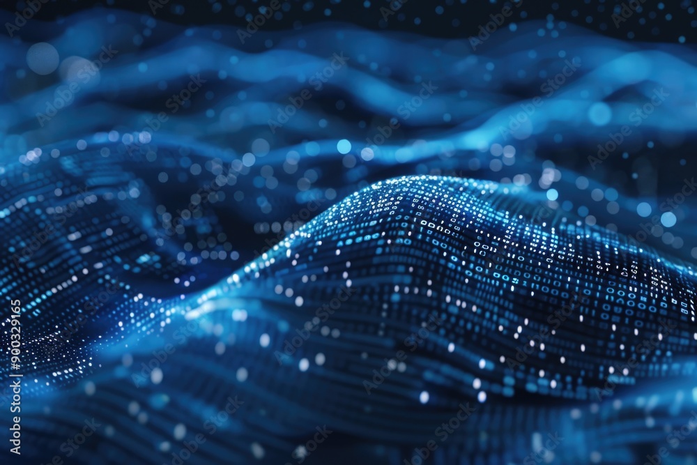 A close-up shot of a wavy pattern of blue lights A close-up shot of a wavy pattern of blue lights