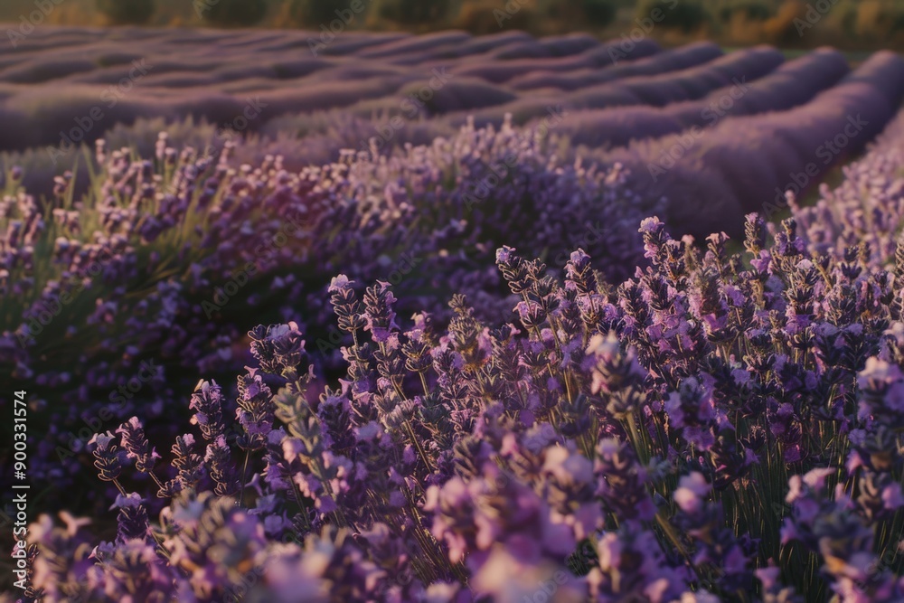 Fototapeta premium Lavender Field in the Sunset Light.