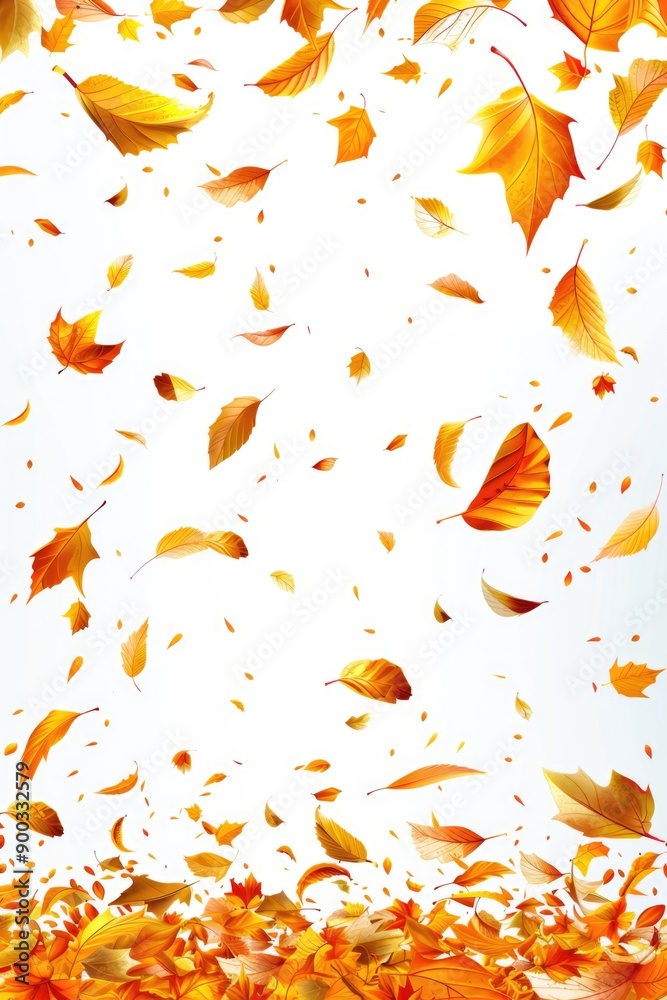 Naklejka premium A collection of leaves blowing in the wind