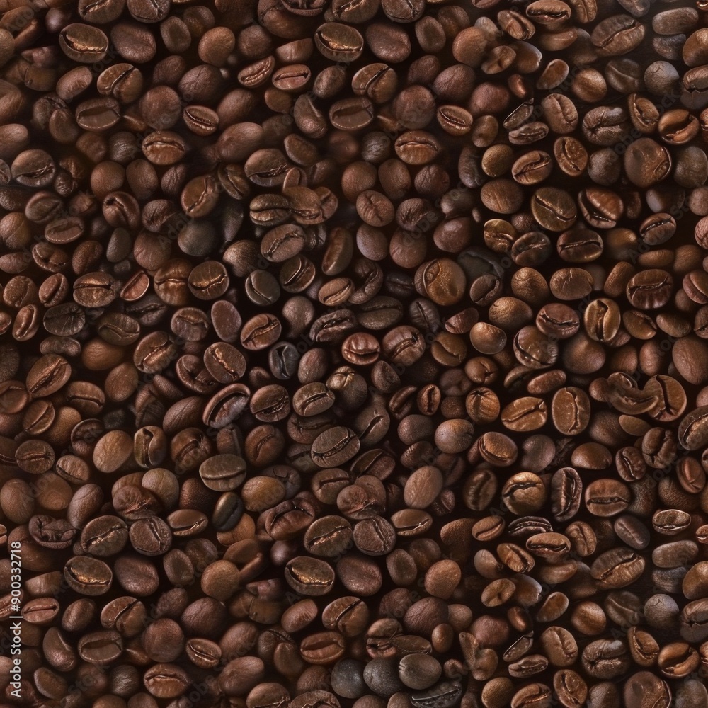 Naklejka premium Brown roasted coffee beans close up full frame as a background texture