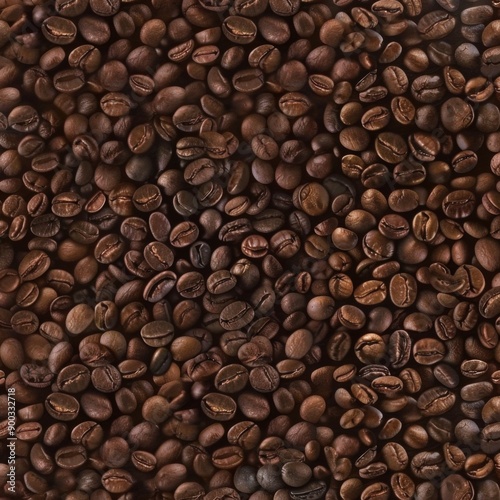 Brown roasted coffee beans close up full frame as a background texture