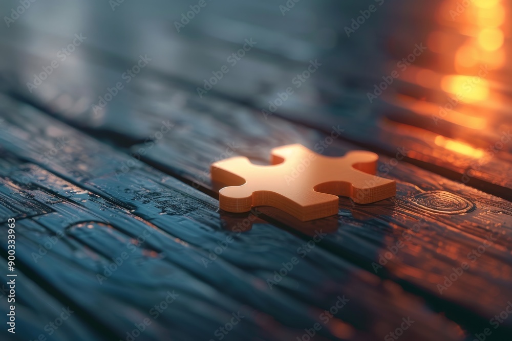 wooden puzzle piece with one missing piece, 3D icon of puzzle piece represents problem-solving wooden puzzle piece with one missing piece, 3D icon of puzzle piece represents problem-solving