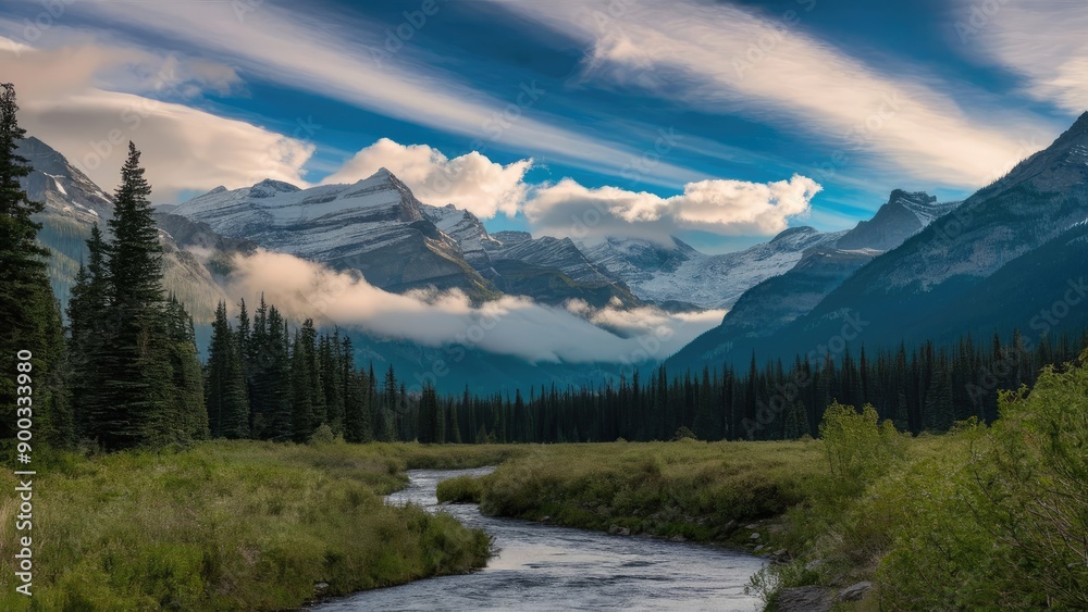 Fototapeta premium Warm Sunset Hues in Cool Mountain Air
