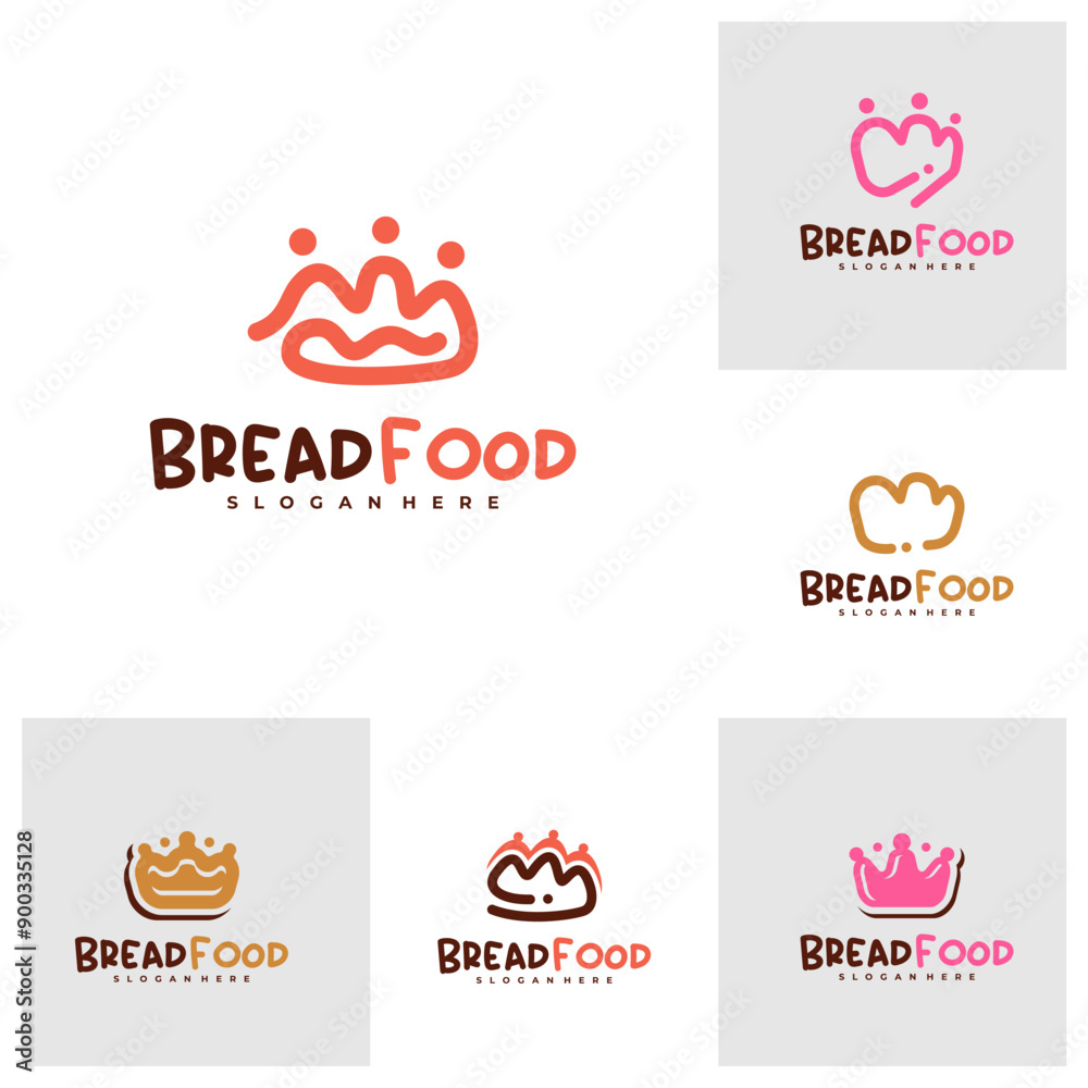 Set of Bread crown logo vector template, Creative King bread logo design concepts Set of Bread crown logo vector template, Creative King bread logo design concepts